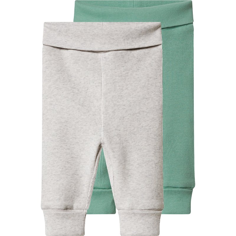 lupilu® Lot de 2 leggings bébé côtelés (vert/gris, 0-2 mois)