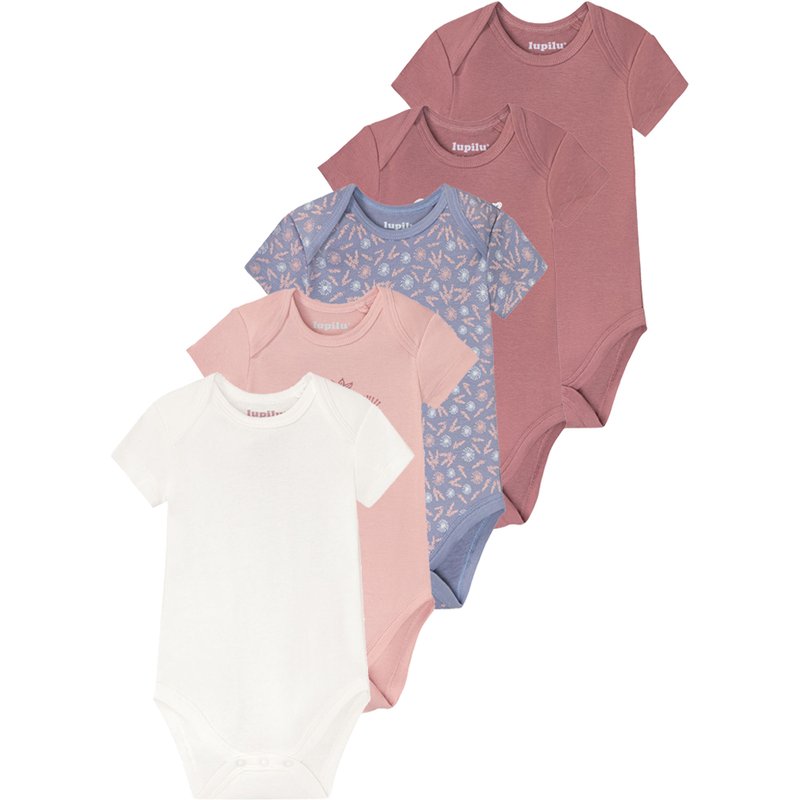 lupilu® Lot de 5 bodies manches courtes bébé (rose)