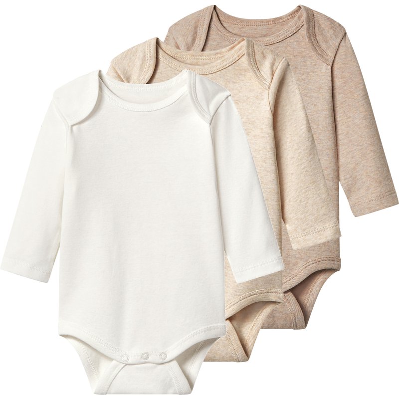 lupilu® Lot de 3 bodies bébé (blanc/beige, 2-6 mois)