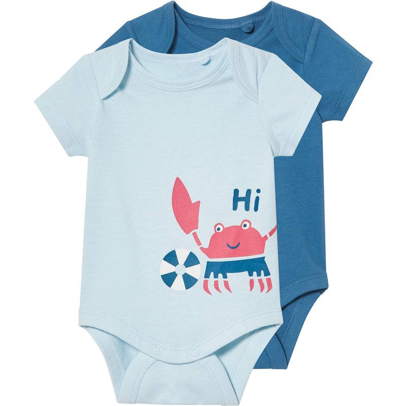 lupilu® Lot de 2 bodies bébé (bleu clair/bleu, 0-2 mois)