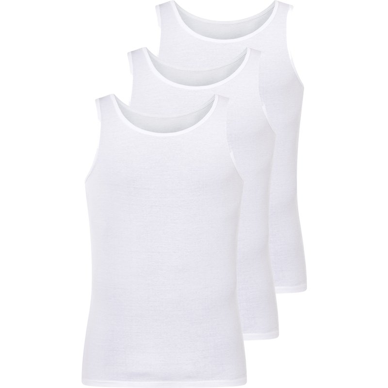 LIVERGY® Lot de 3 débardeurs côtelés homme (blanc, S)