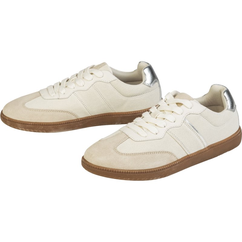 esmara® Sneakers en cuir femme (beige/argent, 38)