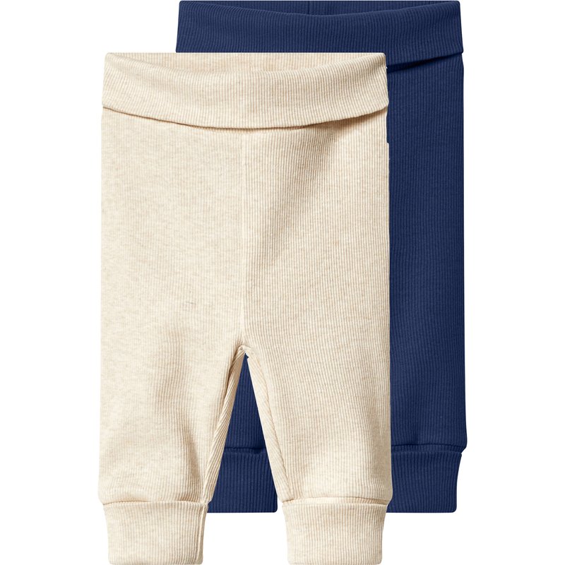 lupilu® Lot de 2 leggings bébé côtelés (bleu foncé/beige, 12-24 mois)