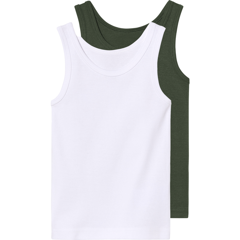 lupilu® Lot de 2 débardeurs petit garçon (blanc/vert foncé, 2-4 ans)