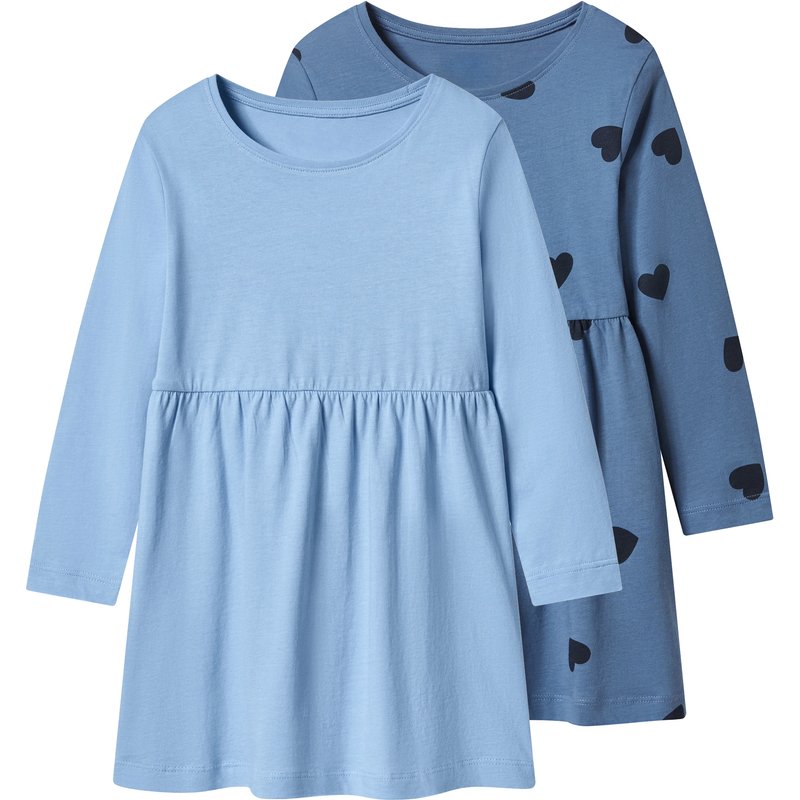 lupilu® Lot de 2 robes petite fille (bleu, 2-4 ans)