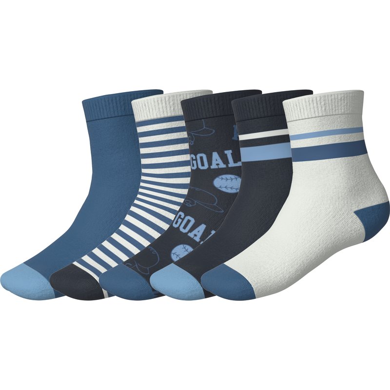 lupilu® Lot de 5 paires de chaussettes enfant (blanc-bleu, 19-22)