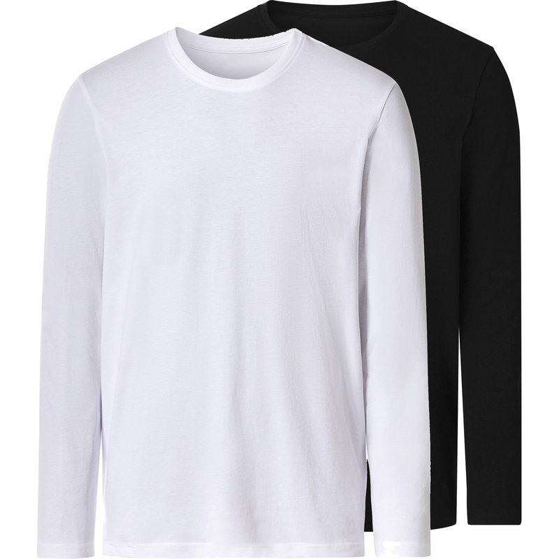 esmara Men Lot de 2 T-shirts Ă manches longues homme (noir/blanc, L)