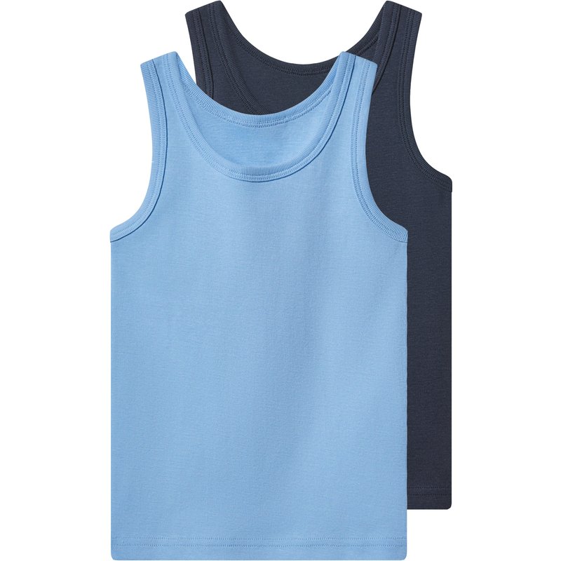 lupilu® Lot de 2 maillots de corps petit garçon (bleu marine/bleu clair, 2-4 ans)