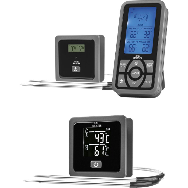 GRILLMEISTER Thermomètre barbecue sans fil GFGT 433 B2 ou Thermomètre barbecue Bluetooth® CFGT 433 B2