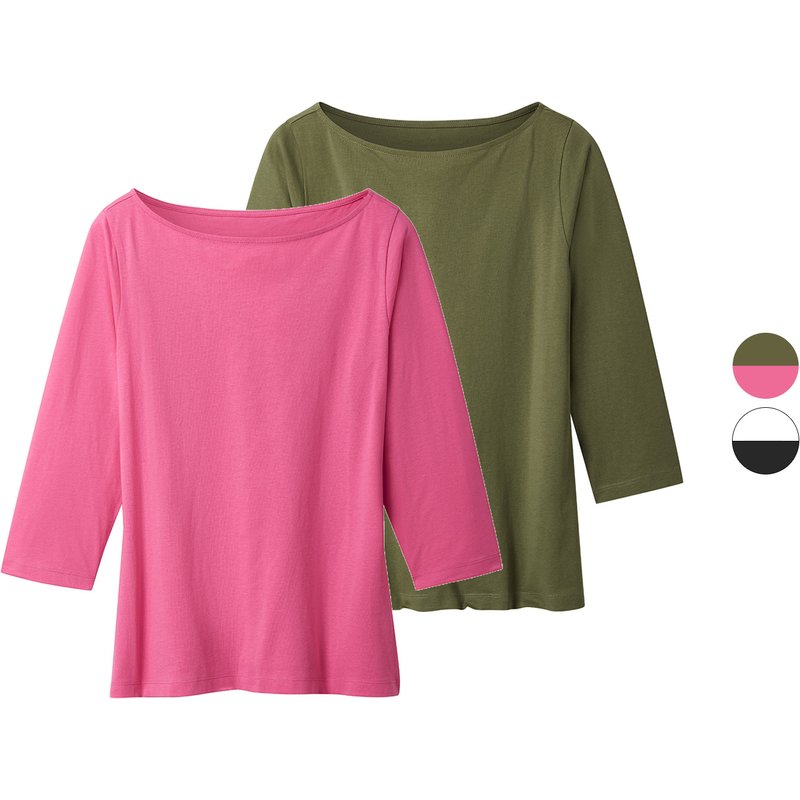 esmara® Lot de 2 t-shirts à manches longues 3/4 femme