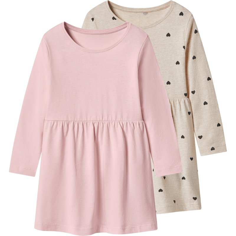 lupilu® Lot de 2 robes petite fille (beige/rose, 6-8 ans)