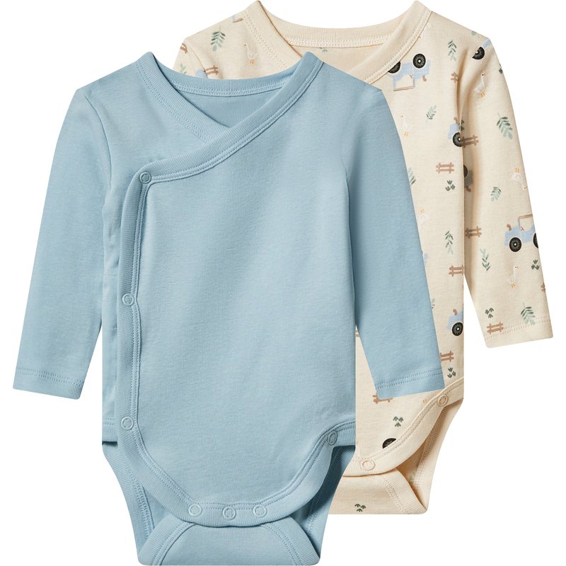 lupilu® Lot de 2 bodies bébé (bleu/crème, 12-24 mois)