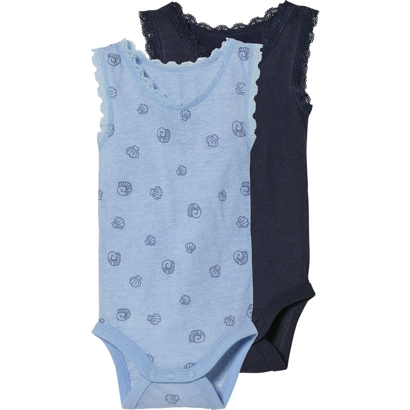 lupilu® Lot de 2 bodies bébé (bleu marine/bleu)