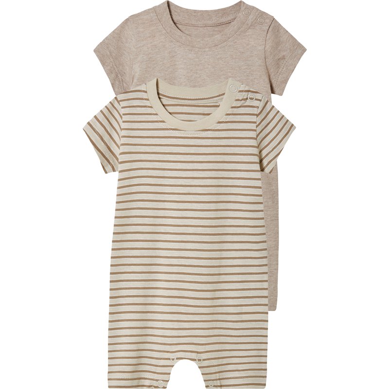 lupilu® Lot de 2 pyjamas bébé (marron, 0-2 mois)