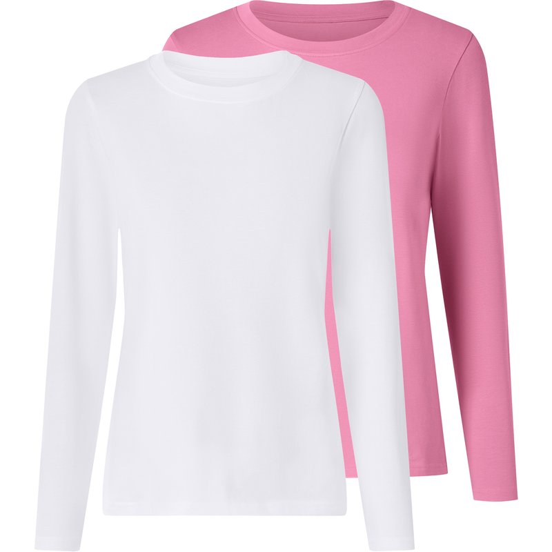 esmara® Lot de 2 t-shirts à manches longues (rose/crème, S(34/36))