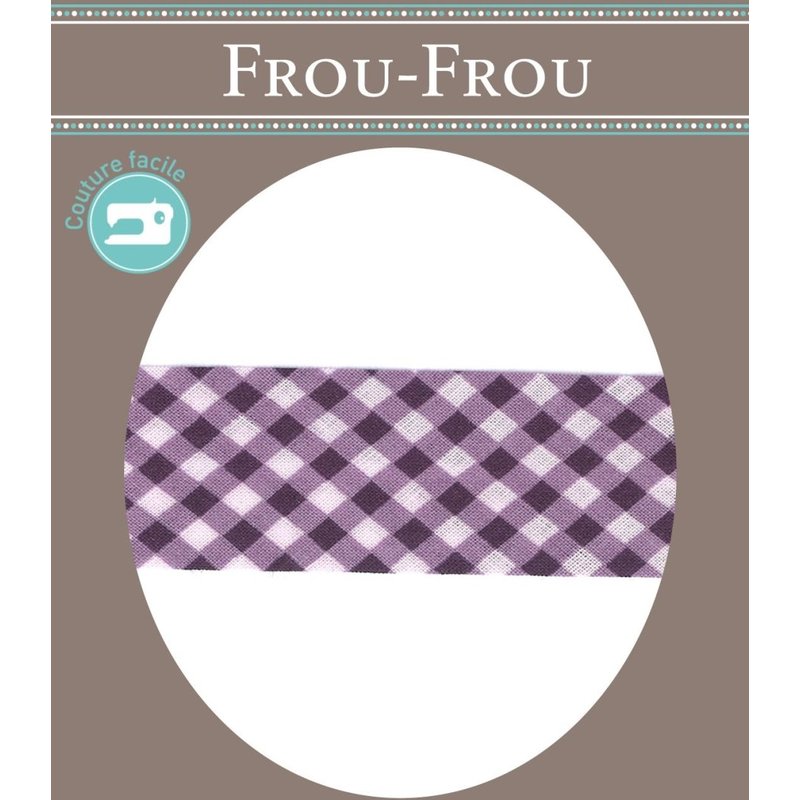 Biais 20mmx2m vichy violet foncé - Frou Frou - Mondial Tissus