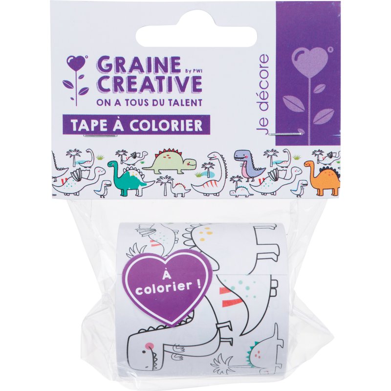 Ruban adhésif à colorier dinosaures - Graine Créative - Mondial Tissus