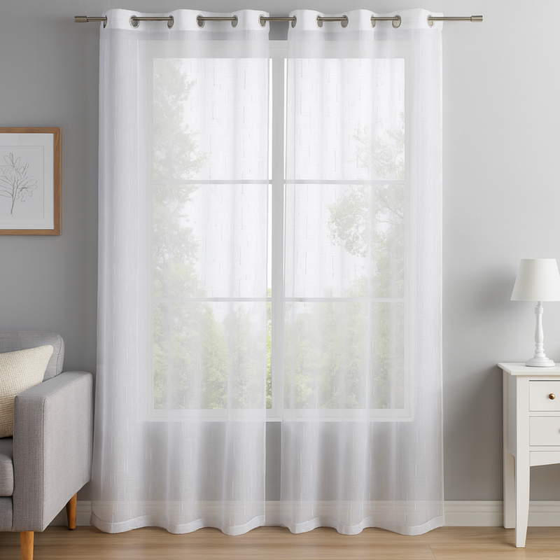 Voilage Étamine blanc 140x240 - Mondial Tissus