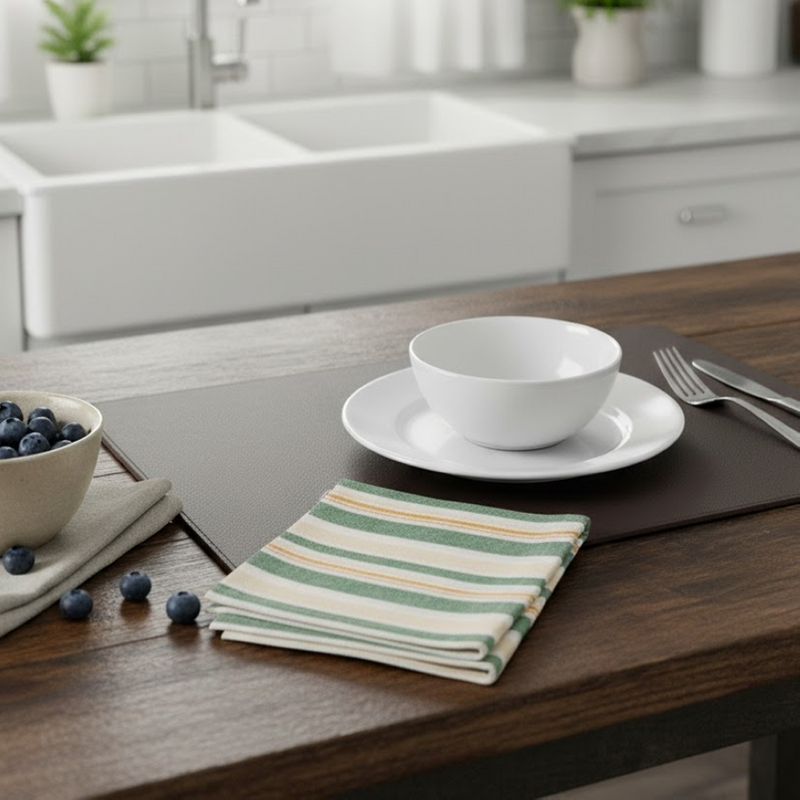 Lot de 4 serviettes de table rayures écru 40x40cm - MT - Mondial Tissus