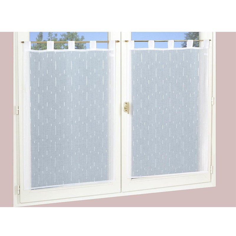 Paire de vitrages étincelle blanc 60x90cm - MT - Mondial Tissus