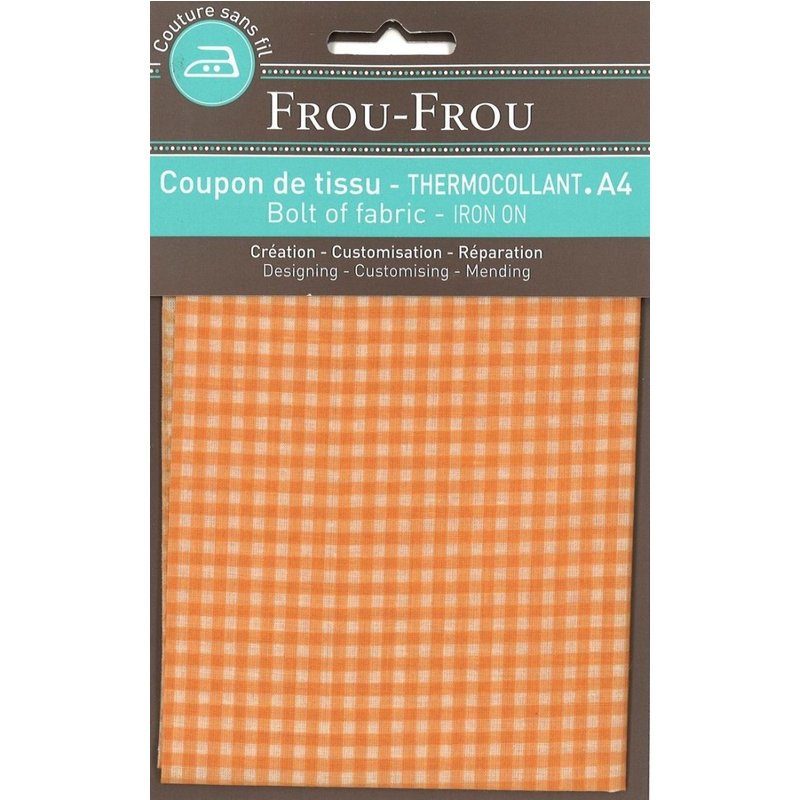 Tissu thermocollant A4 vichy orange - Frou Frou - Mondial Tissus