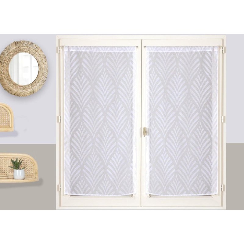 Lot de 2 vitrages parme 60x160cm plumes - MT - Mondial Tissus