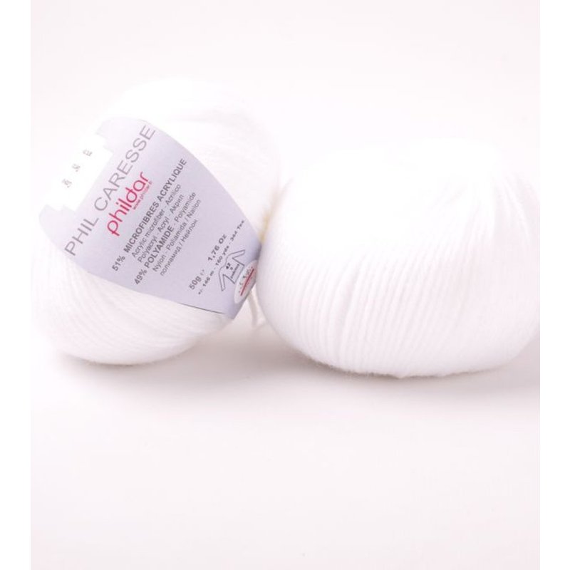 Pelote de fil Ă tricoter Caresse blanc - Phildar - Phildar - Mondial Tissus
