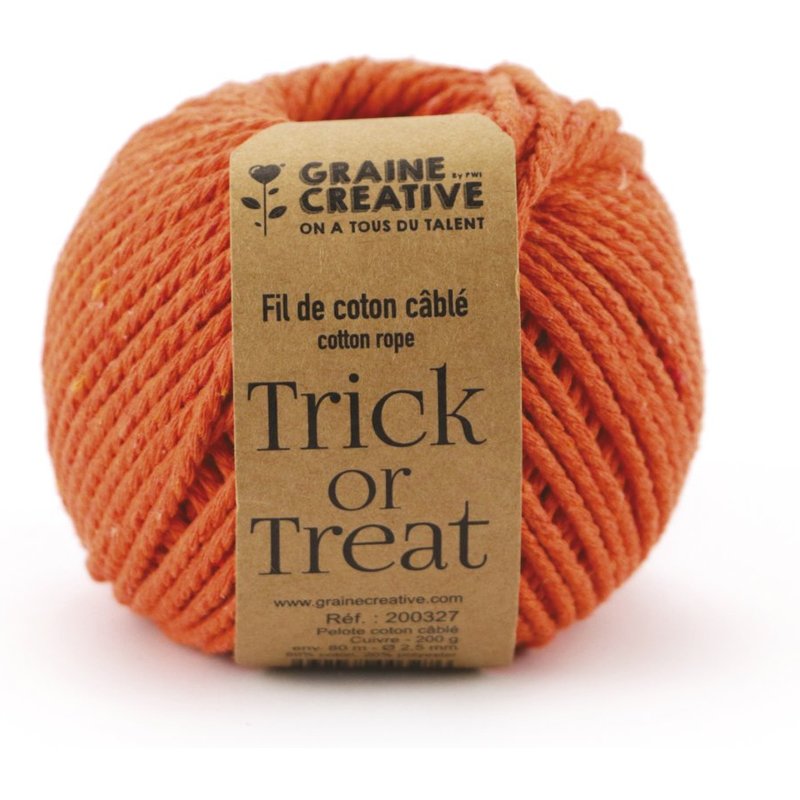 Coton cablé macramé 2,5mm potiron 80 m - Graine Créative - Mondial Tissus