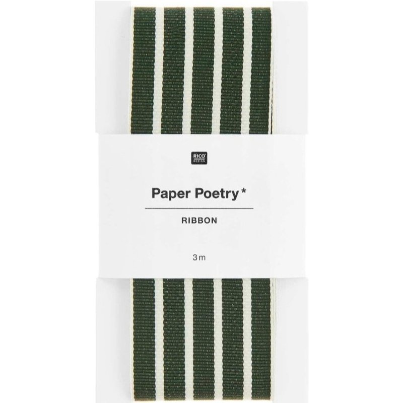 Ruban tissé à rayures vert et crème 38 mm x 3 m - Rico Design - Rico Design - Mondial Tissus