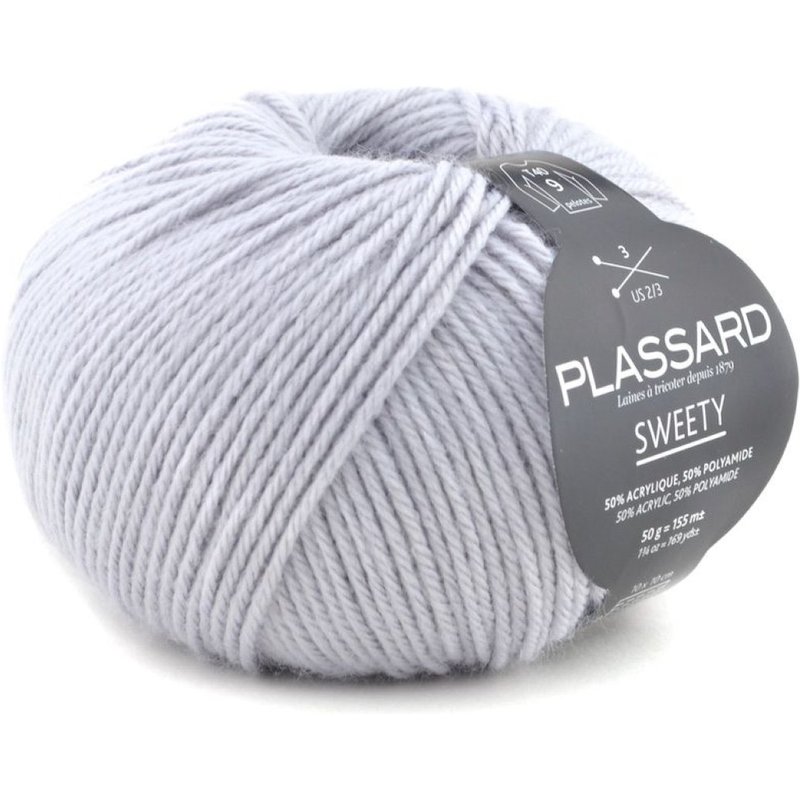 Pelote de fil à tricoter Sweety gris clair - Plassard - Plassard - Mondial Tissus