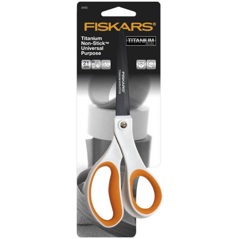 Ciseaux droit anti-adhésifs universel Titanium 21 cm - Fiskars - Fiskars - Mondial Tissus
