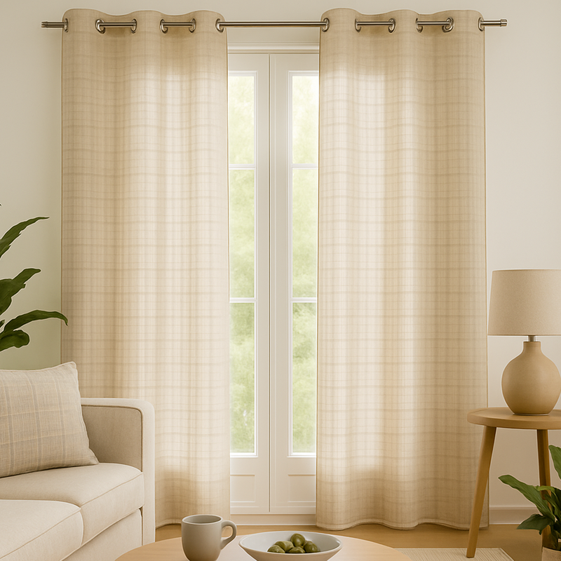 Voilage carreaux Sardaigne 140 x 250cm - MT - Mondial Tissus