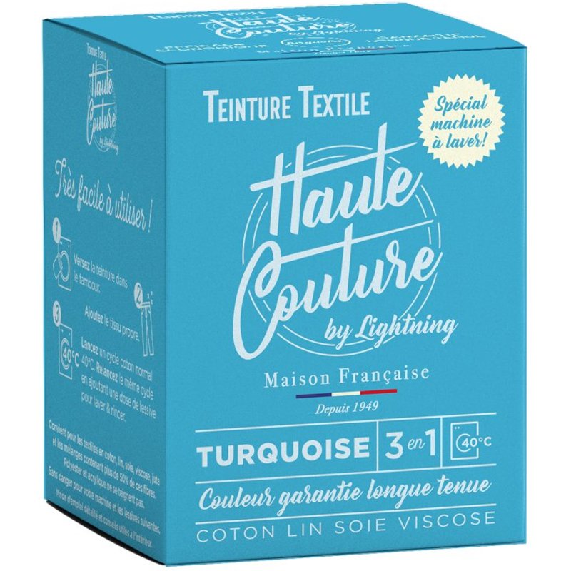 Teinture textile Haute Couture bleu turquoise - Mondial Tissus