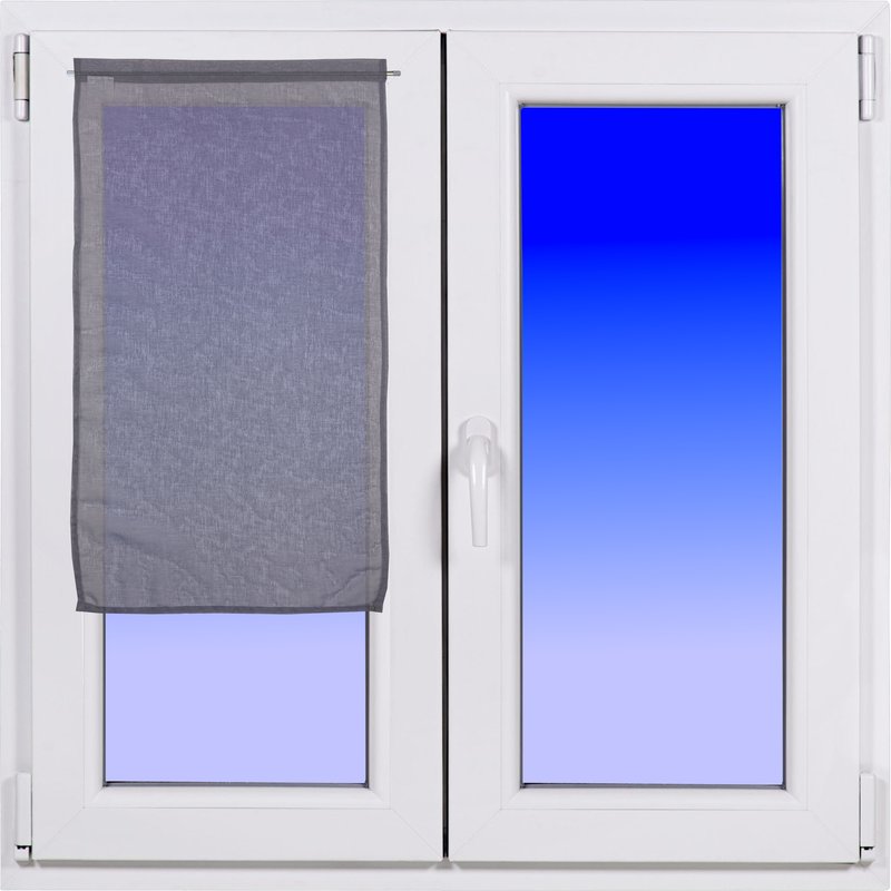 Paire de vitrages uni gris 45x90 - MT - Mondial Tissus