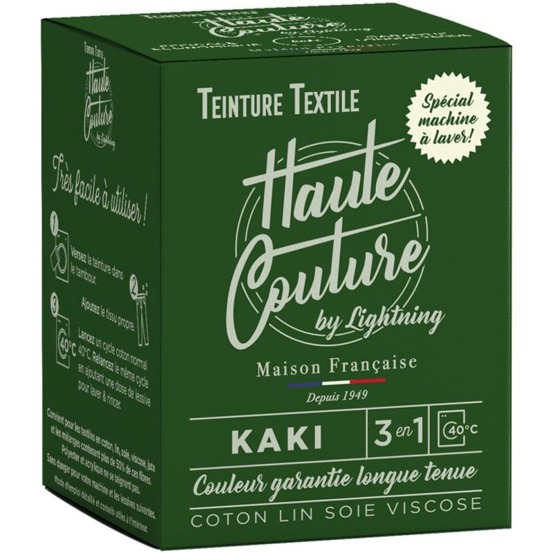 Teinture textile Haute Couture vert kaki - Mondial Tissus
