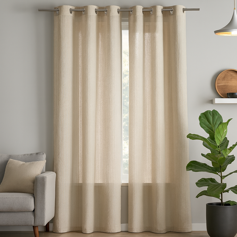 Voilage Maroc fines rayures 140x260cm - MT - Mondial Tissus