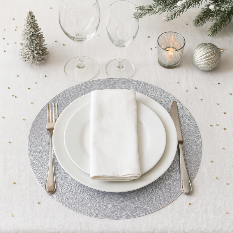 Set de table rond argent - Mondial Tissus