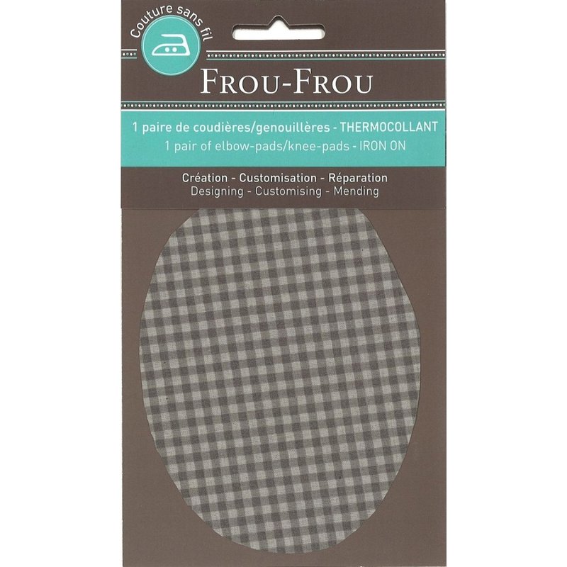 Thermocollant genou/coude vichy taupe 8.8x12.1cm - Frou Frou - Mondial Tissus