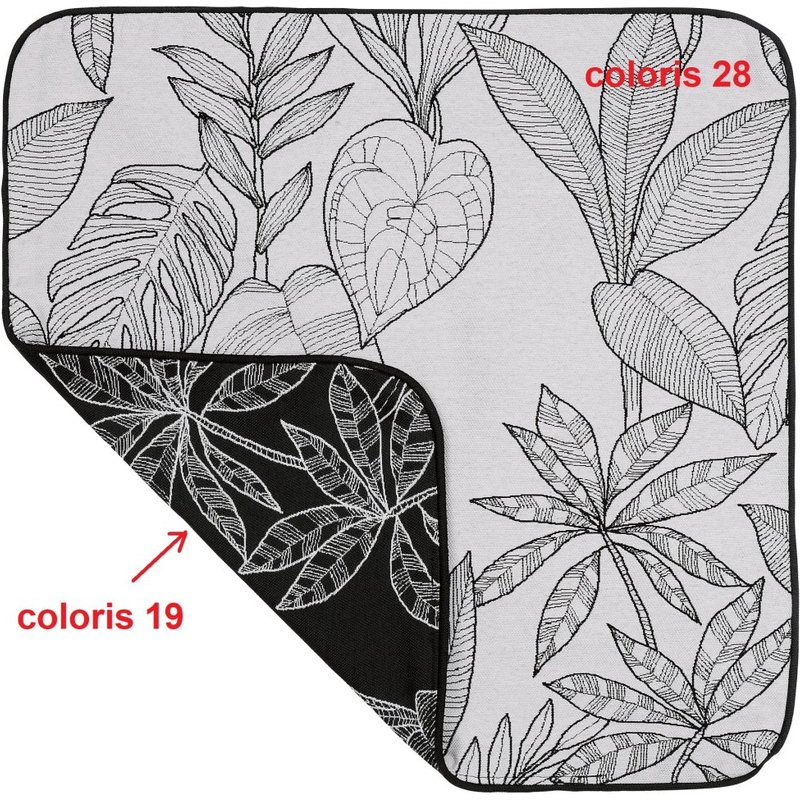 Housse de coussin jacquard Keralta imprimé plante double face blanc et noir 40x40 cm - fils upcyclés - Linder - Mondial Tissus