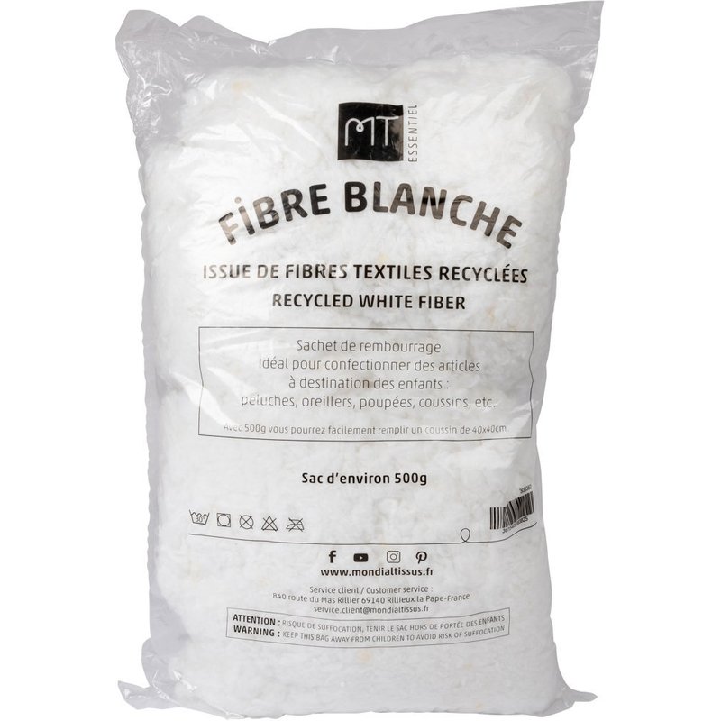 Sachet de fibres blanches tout doux 500grs - Mondial Tissus