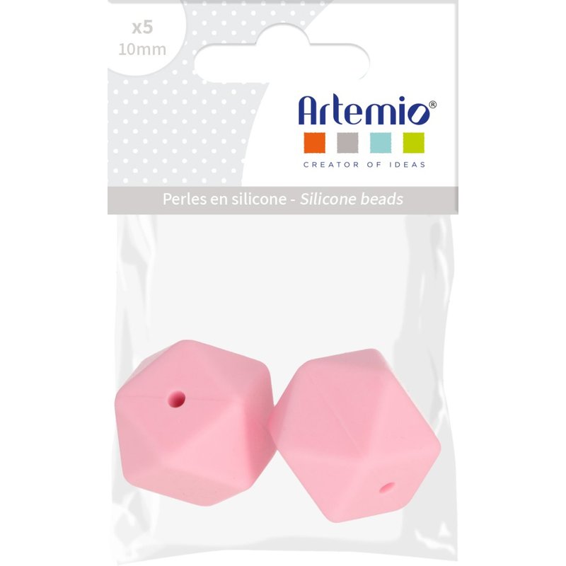 Lot 2 perles silicone en forme de diamant 17mm rose - Artemio - Mondial Tissus