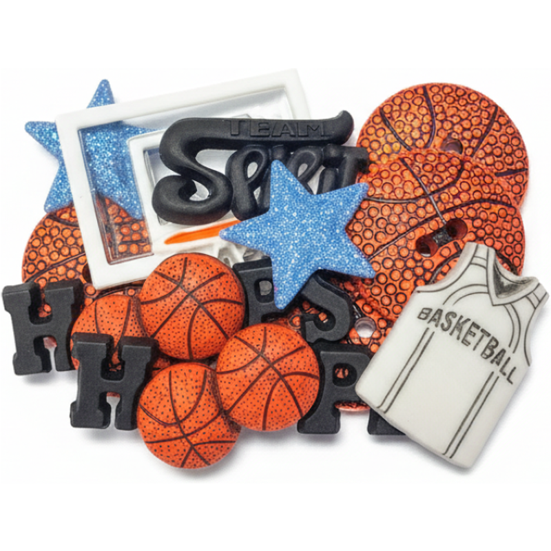 Sachet boutons fantaisie thème basketball - Récréatys - Mondial Tissus