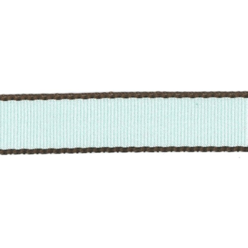 Ruban gros grain céladon bords marron 6 mm - Frou Frou - Mondial Tissus