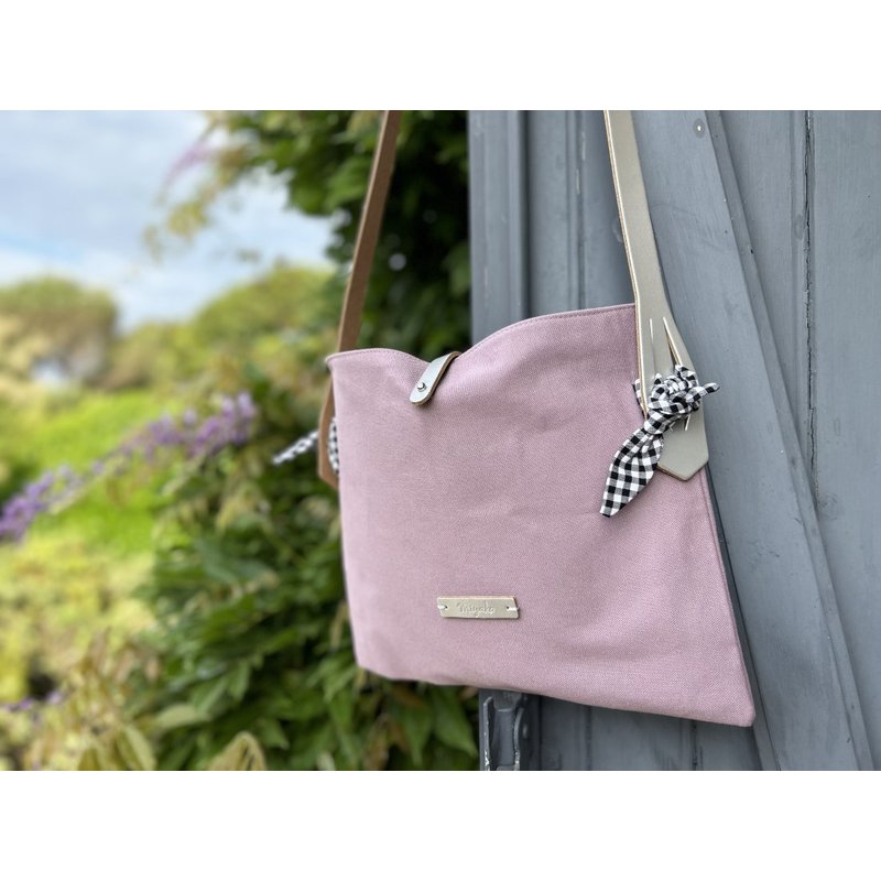 Kit sac Ă coudre noya tissu lilas vichy anse blanche 125 cm - Miyako - Miyako - Mondial Tissus