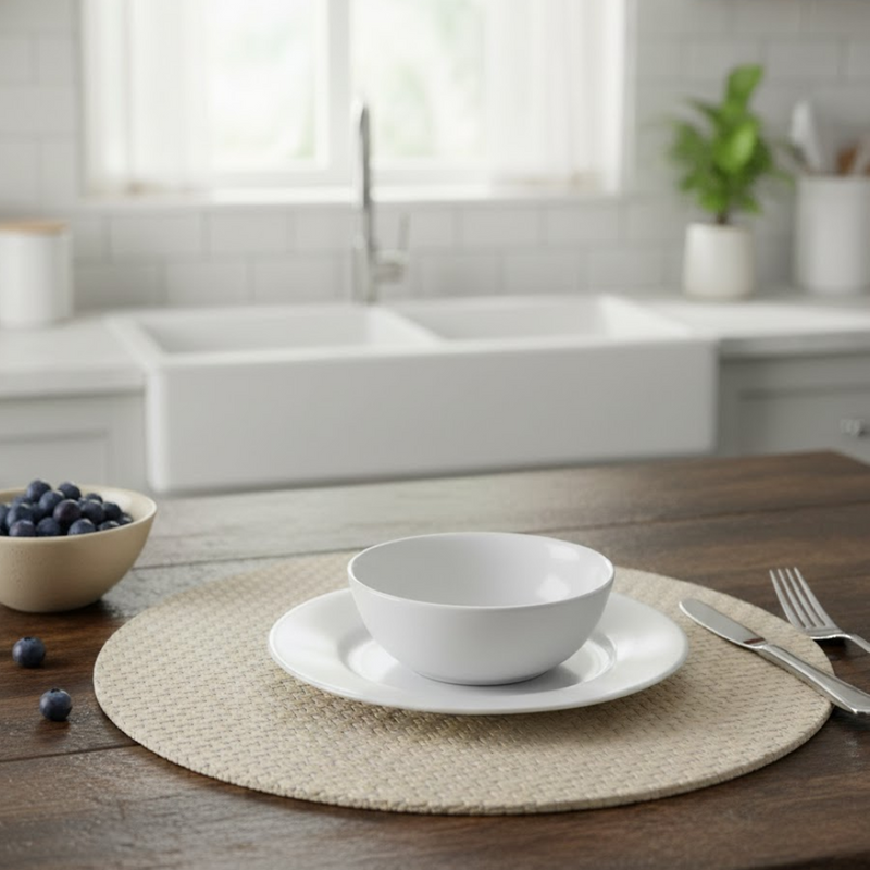 Set de table rond dia 38cm effet tissé écru - MT - Mondial Tissus