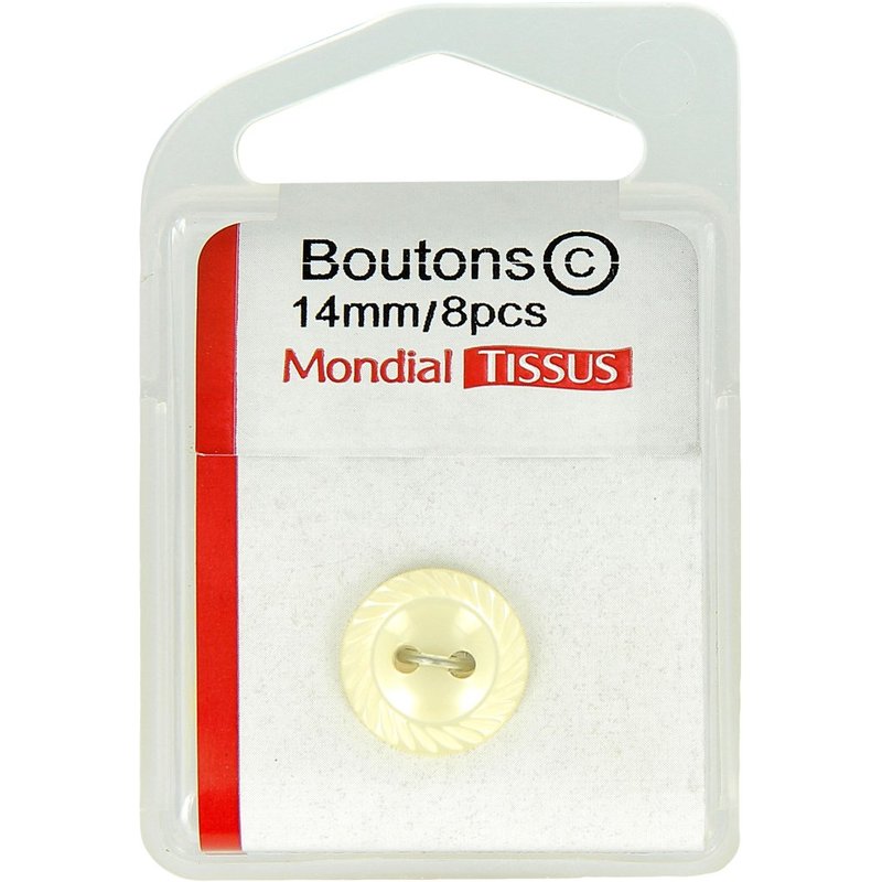 Boutons à bords ciselés crème 14 mm - MT - Mondial Tissus