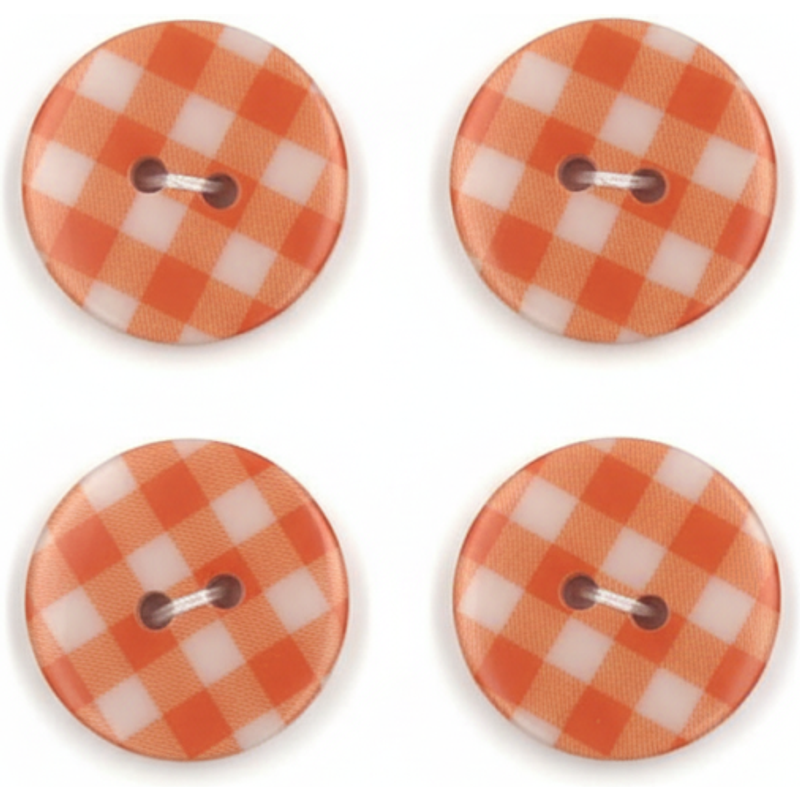 Carte 4 boutons vichy oranges 18 mm - Frou Frou - Mondial Tissus