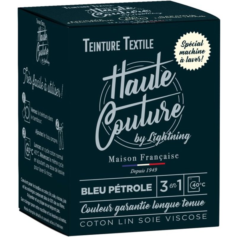Teinture textile Haute Couture bleu pétrole - Mondial Tissus