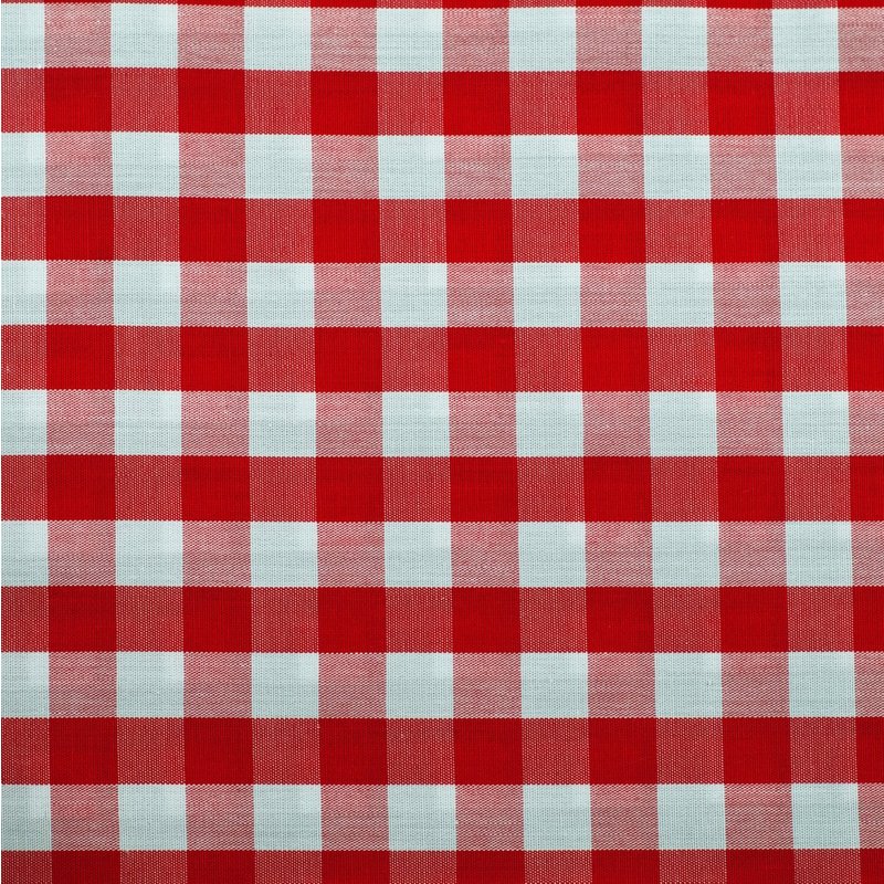 Tissu popeline de coton motif vichy 10mm rouge - Mondial Tissus