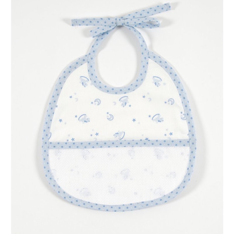 Bavoir 3 mois bleu à broder - DMC - Mondial Tissus